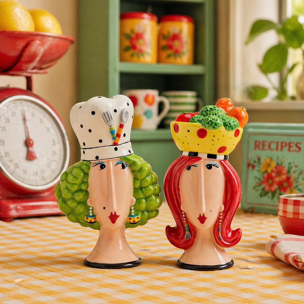 Lola & Nola Kitchen Queens styled in a retro kitchen