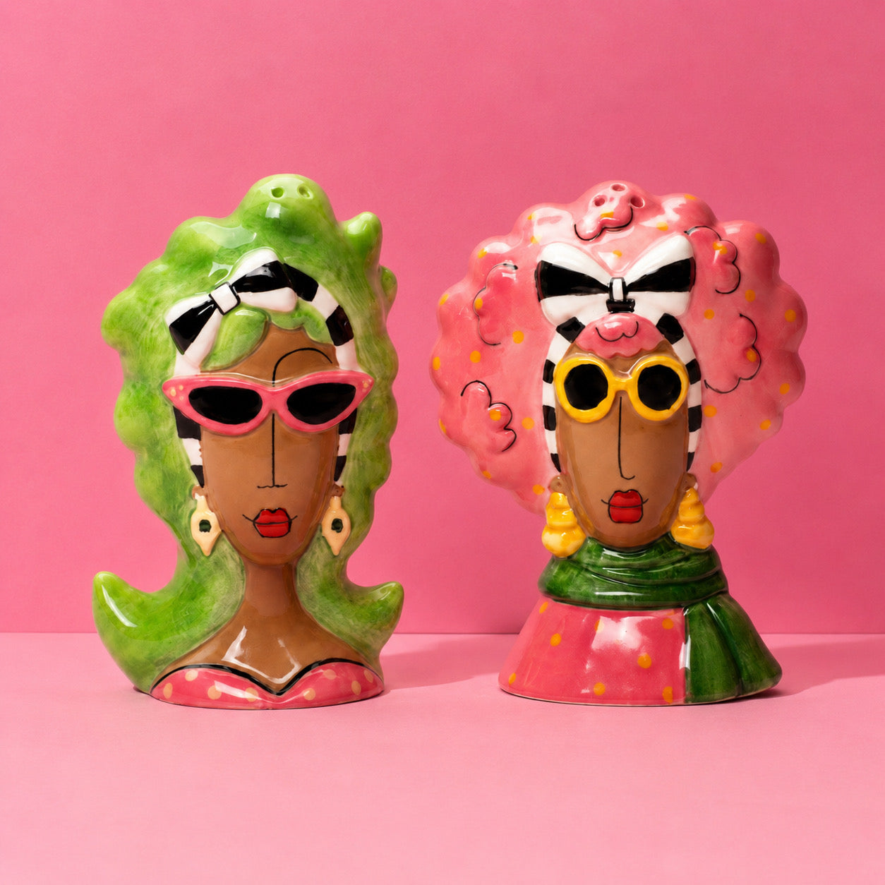 Lola & Nola Gossip Girls on bubblegum pink