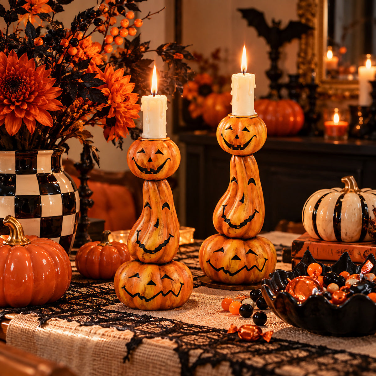Stacked Pumpkin Candle Holder