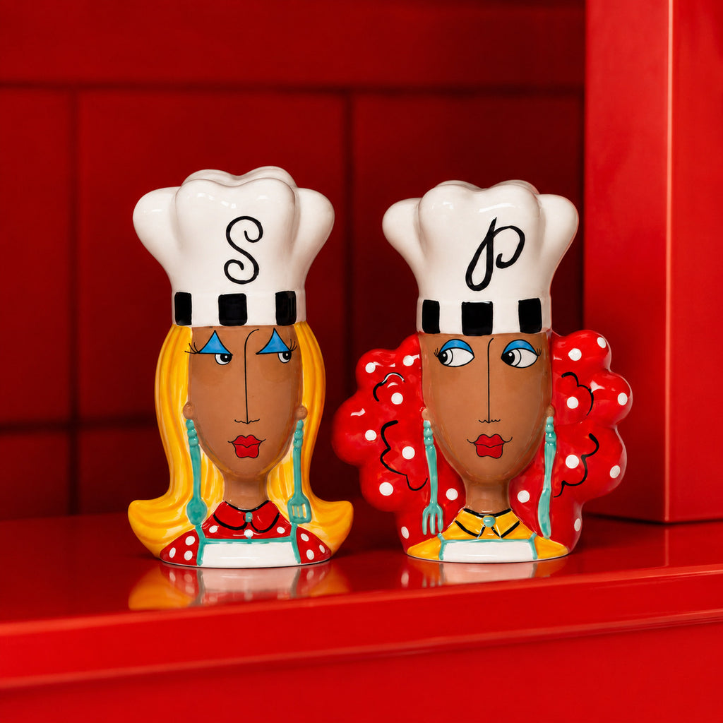 Lola & Nola Bon Appetit on a red kitchen shelf