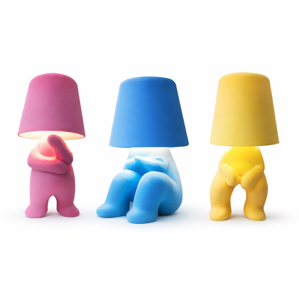 Bear Lamps — pink, blue and yellow figurine lamps