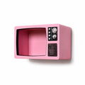 Retro TV Shelf — pink television wall shelf