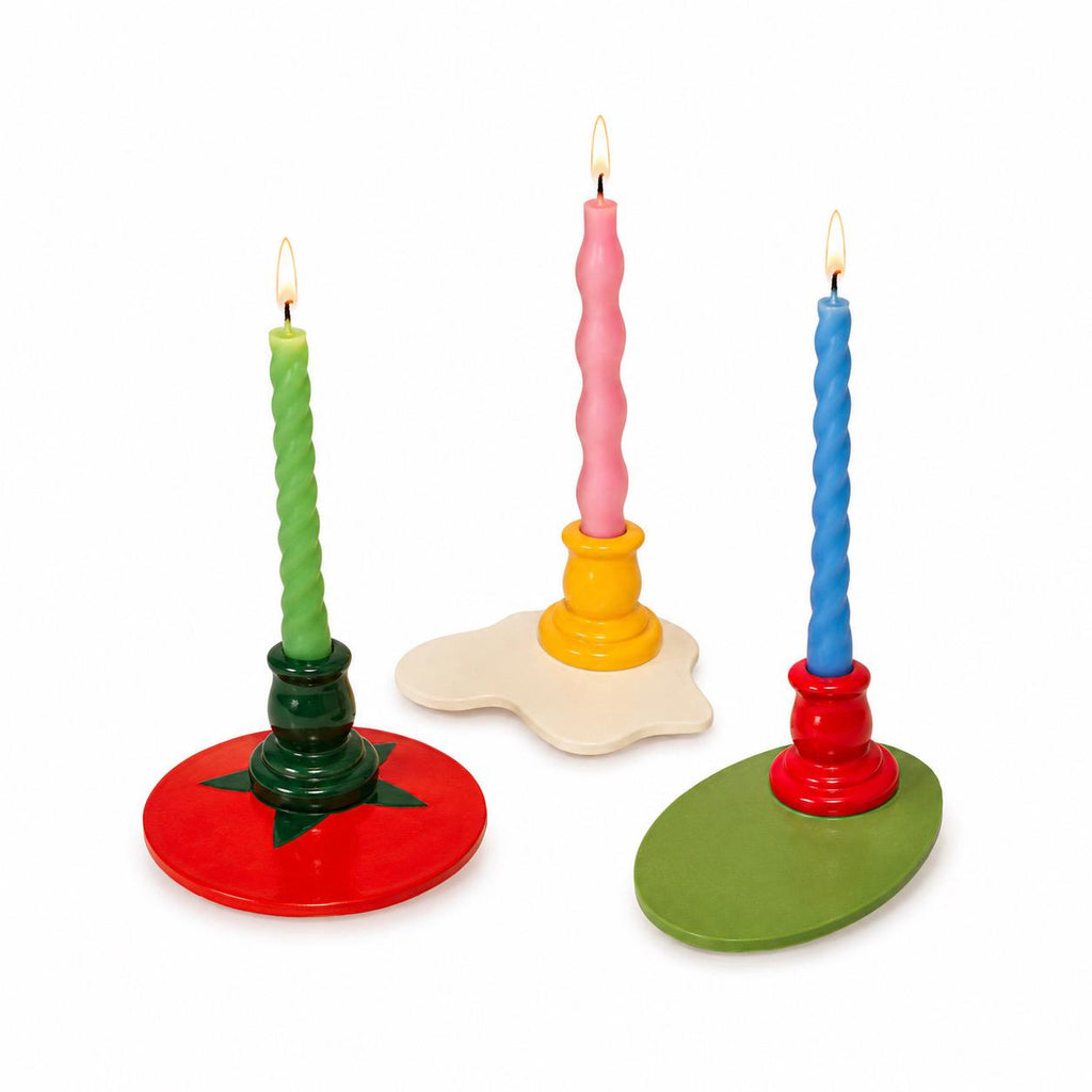 Candleholders with twisted taper candles